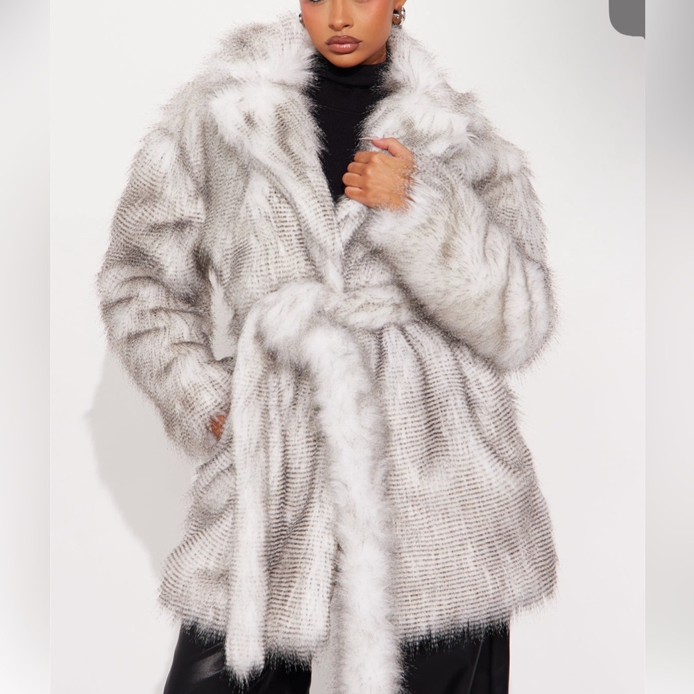 Fashion Nova White Faux Fur Coat
